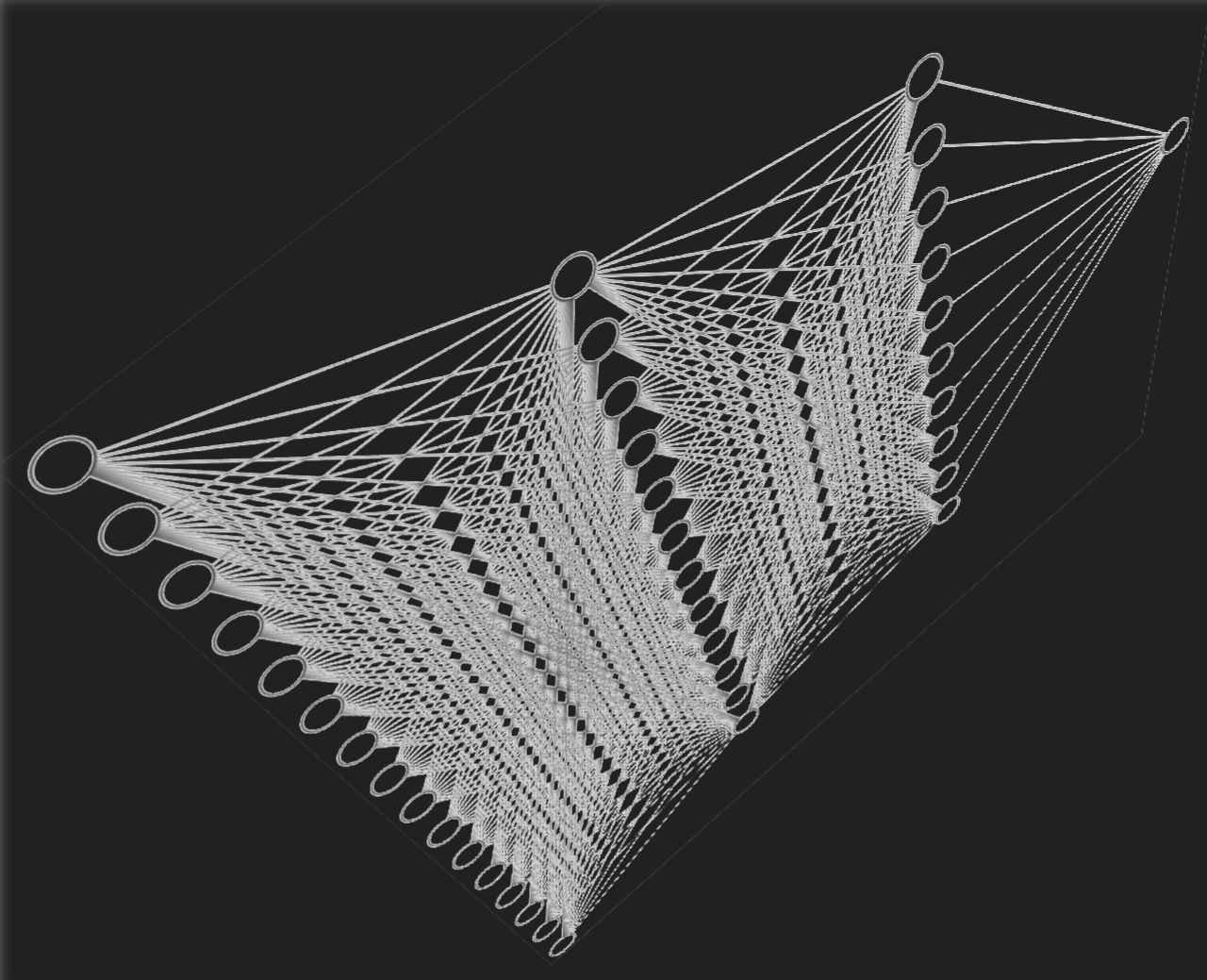 Neural-network visualization on a dark background